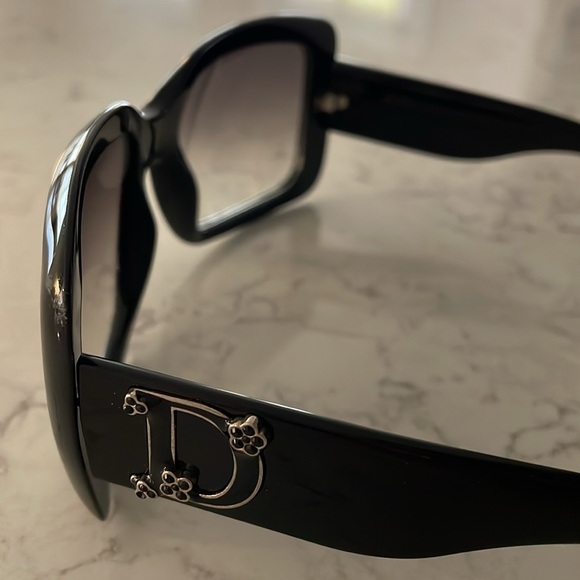 CHRISTIAN DIOR Couture 1 584LF Large Black Rhinestone D Logo Gradient Sunglasses - Picture 2 of 8